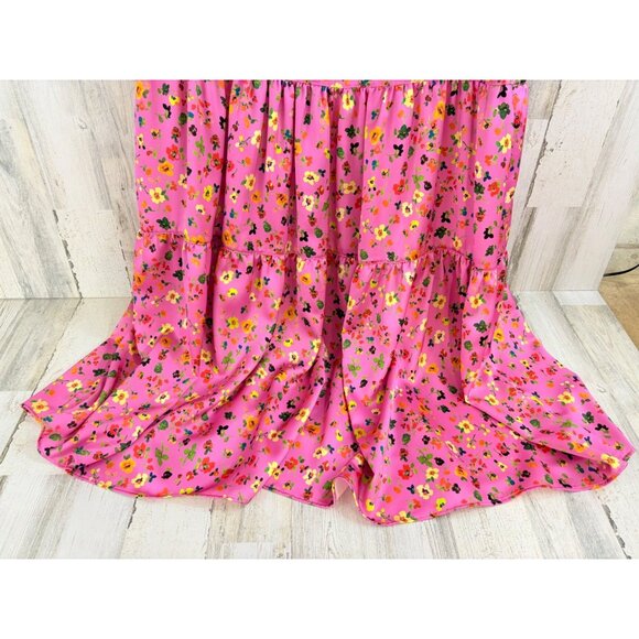 Ann Mashburn Sz S Isla Maxi Dress Pink Floral Charmeuse EUC - Picture 14 of 16